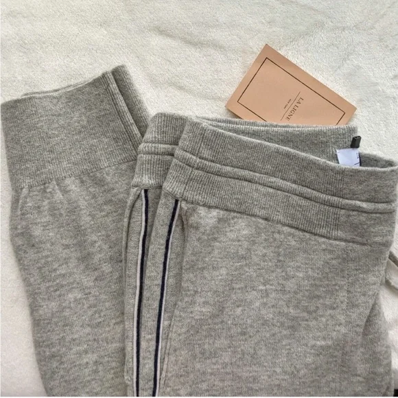 La Ligne Gray Knit Jogger Pants with Side Stripe - Picture 11 of 11
